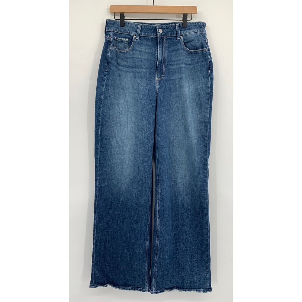 Paige Jeans Womens 33 Blue Wide Leg Ambition High Rise Medium Wash Denim Pants